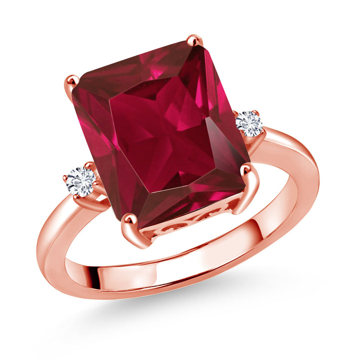 Created Ruby - July_5_Ring in 925 Rose Gold Plated Silver