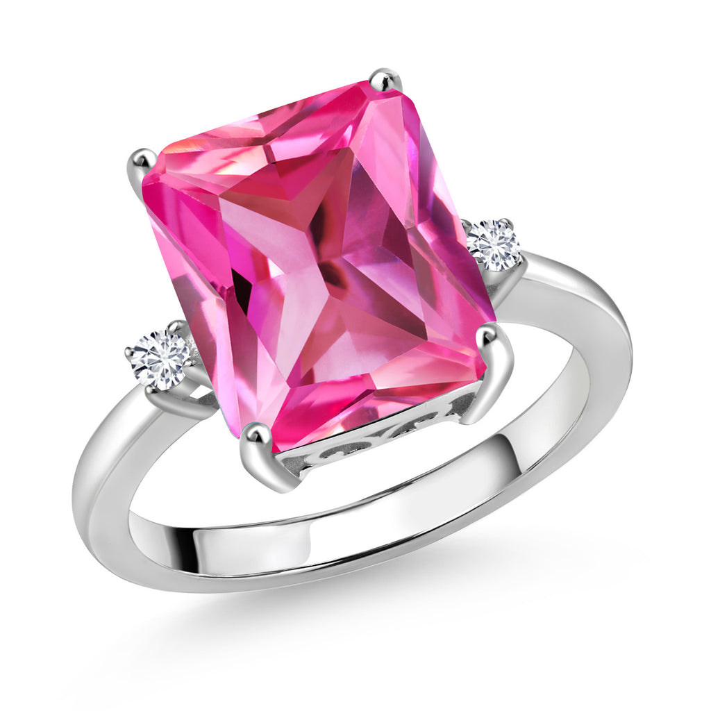 Pink Created Sapphire - September_9_Ring in 925 Sterling Silver