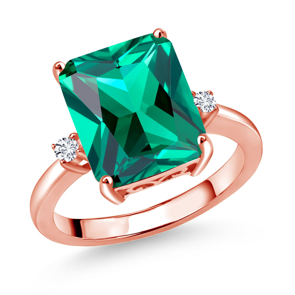 Nano Emerald - May_8_Ring in 925 Rose Gold Plated Silver