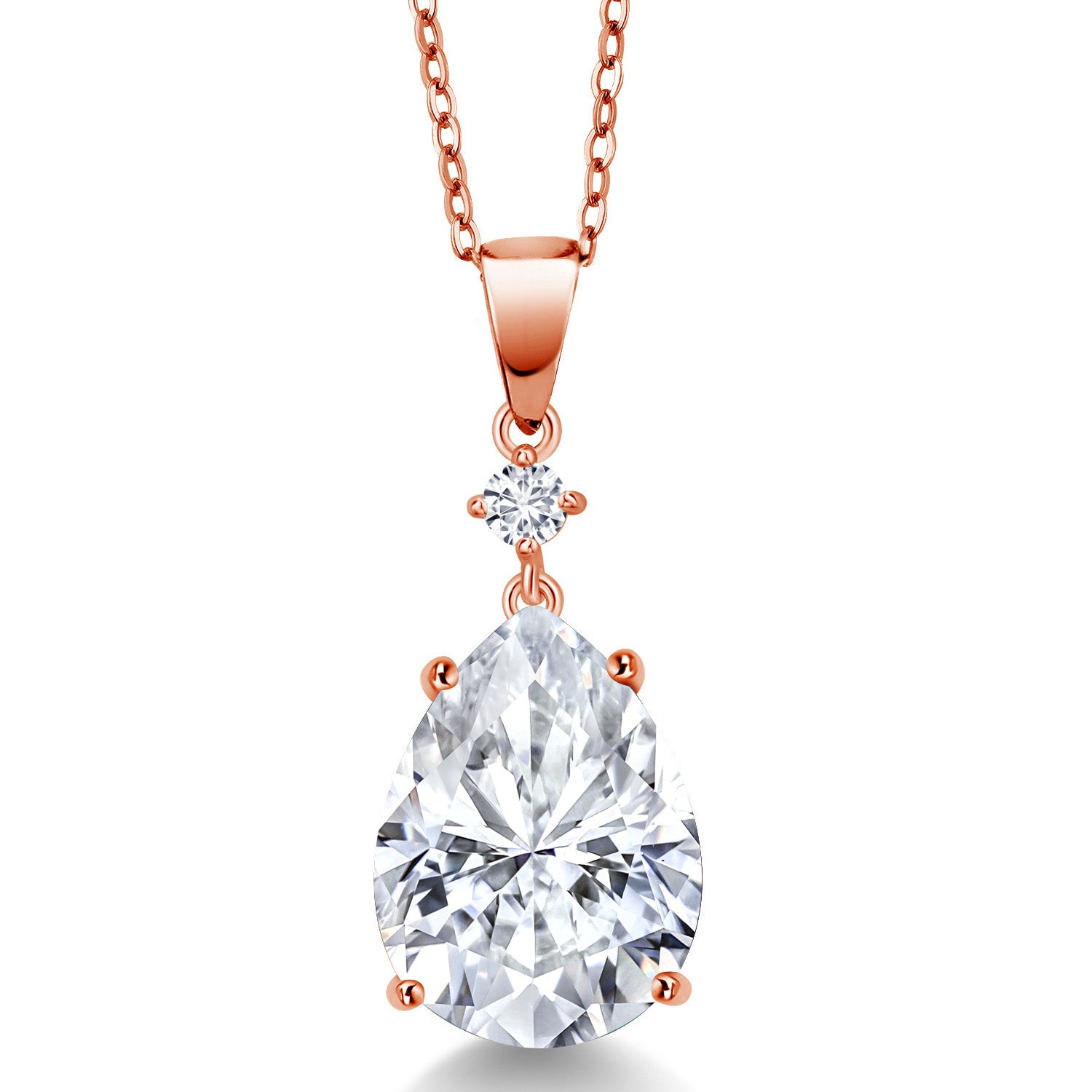 White Moissanite - April_18K Rose Gold Plated Silver