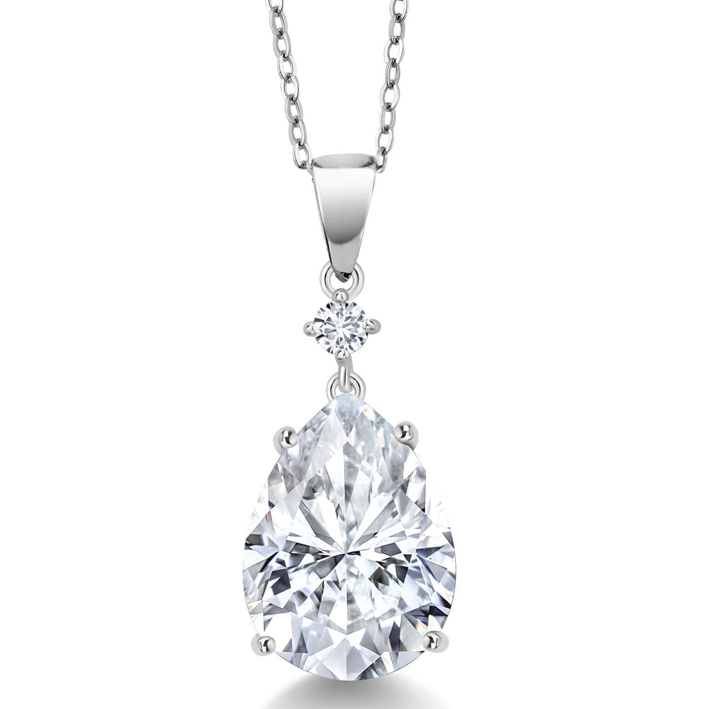 White Moissanite - April_925 Sterling Silver_Pendant in 925 Sterling Silver
