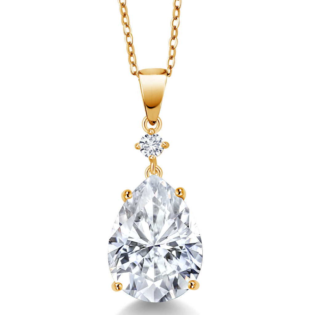 White Moissanite - April_18K Yellow Gold Plated Silver_Pendant in 18K Yellow Gold Plated Silver