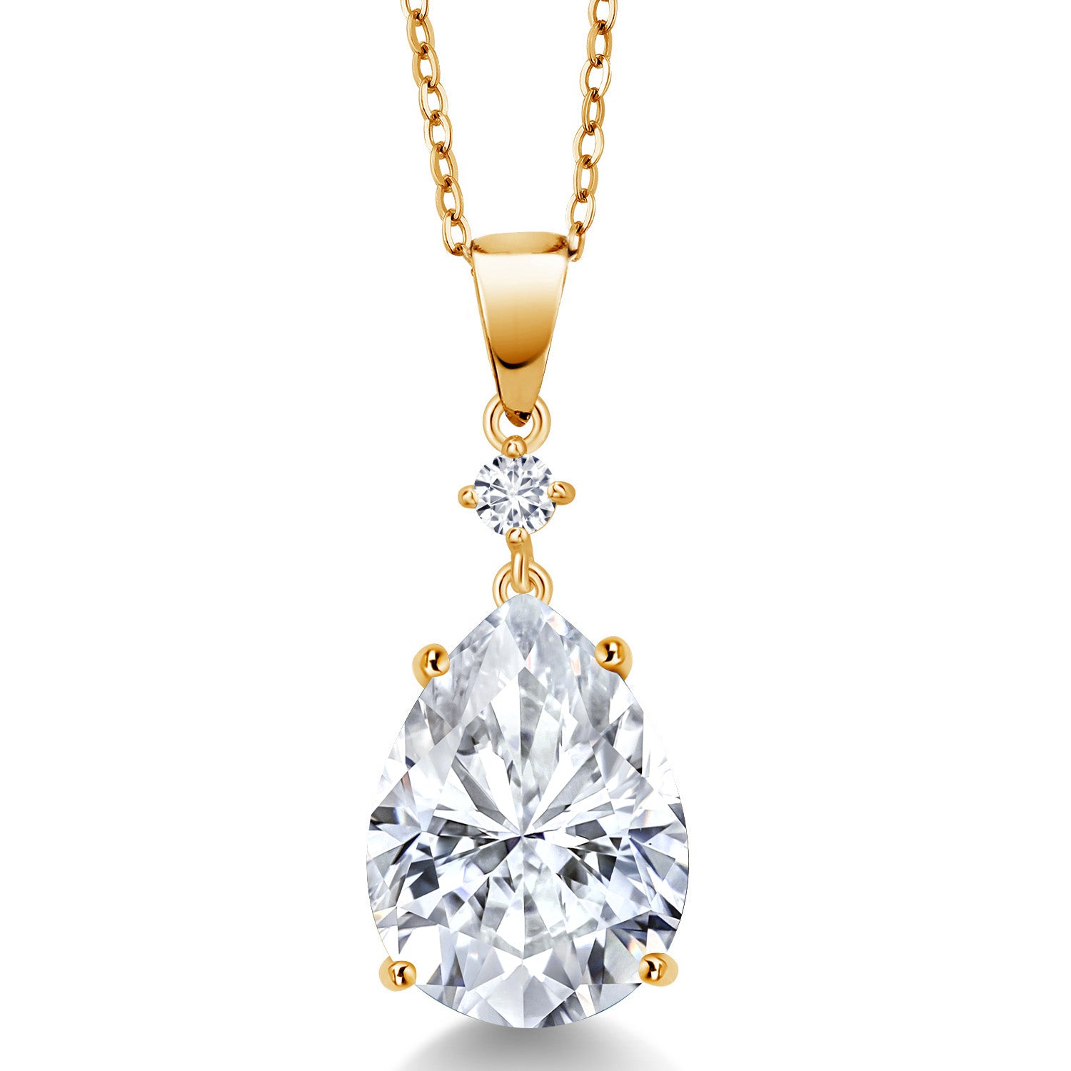 White Moissanite - April_18K Yellow Gold Plated Silver