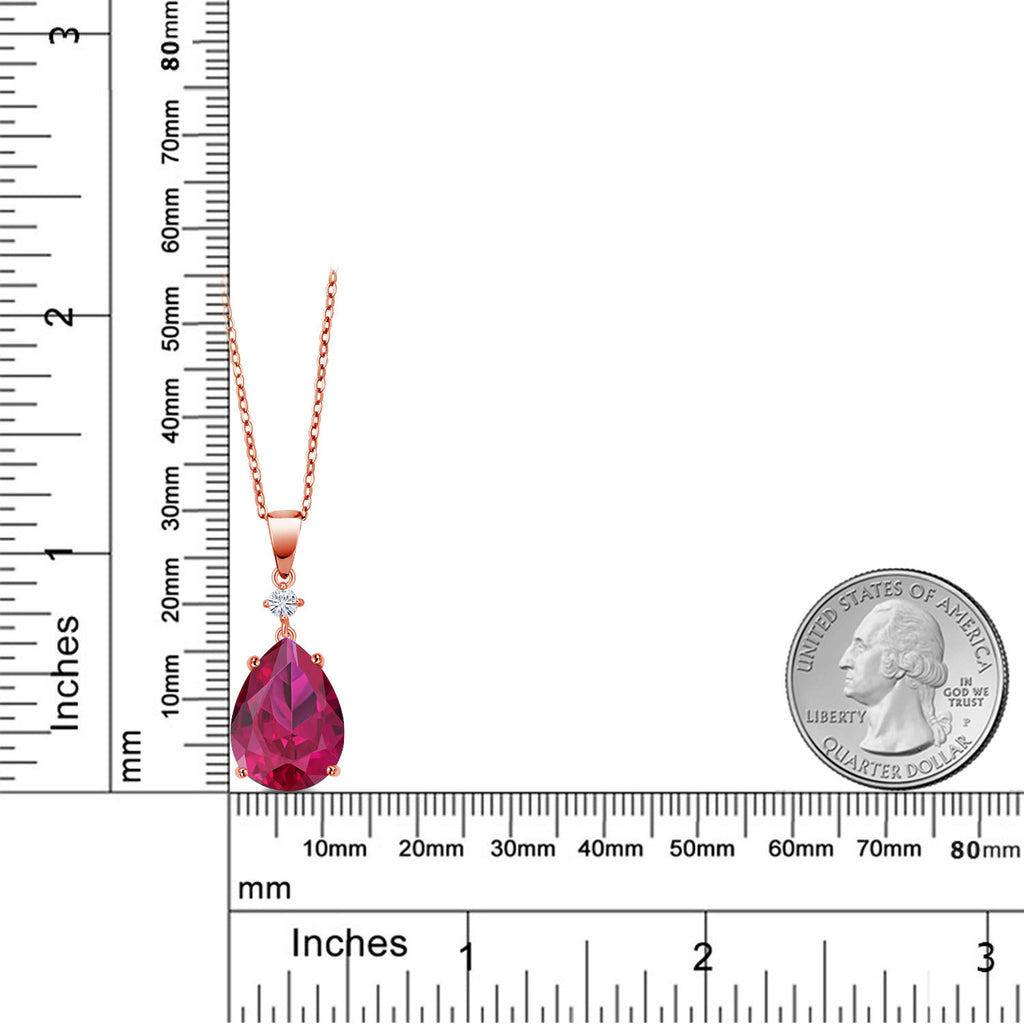 Created Ruby - July_18K Rose Gold Plated Silver_Pendant in 18K Rose Gold Plated Silver