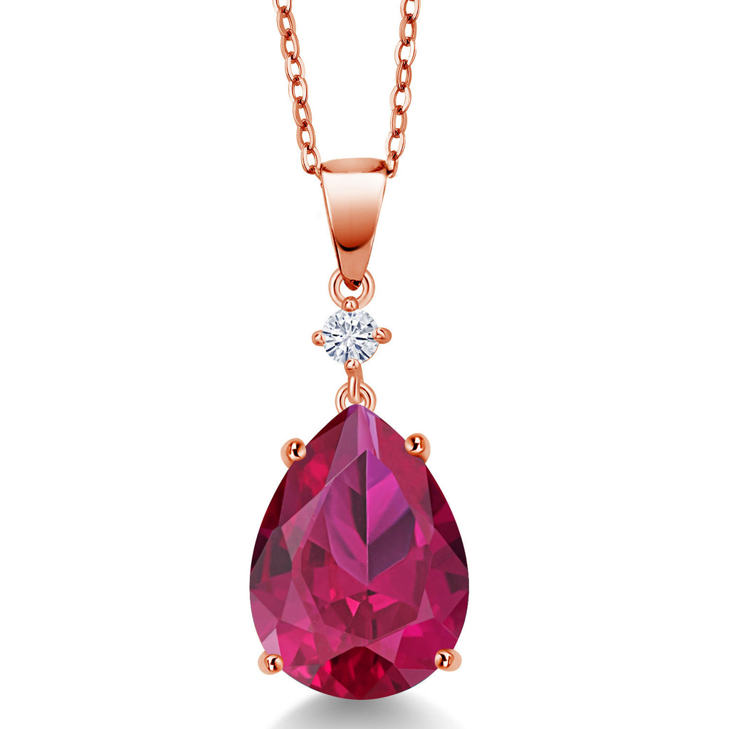 Created Ruby - July_18K Rose Gold Plated Silver_Pendant in 18K Rose Gold Plated Silver
