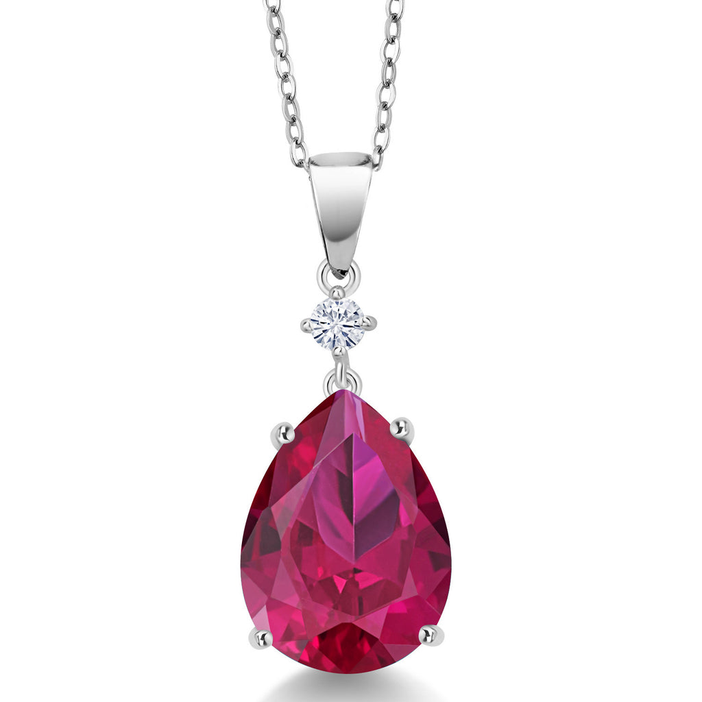 Created Ruby - July_925 Sterling Silver_Pendant in 925 Sterling Silver