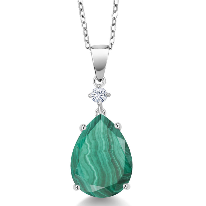 Malachite_925 Sterling Silver_Pendant in 925 Sterling Silver