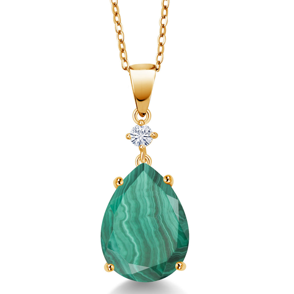 Malachite_18K Yellow Gold Plated Silver_Pendant in 18K Yellow Gold Plated Silver