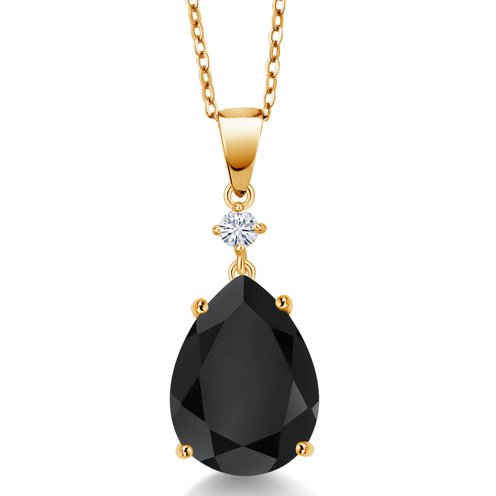 Onyx - December_18K Yellow Gold Plated Silver_Pendant in 18K Yellow Gold Plated Silver
