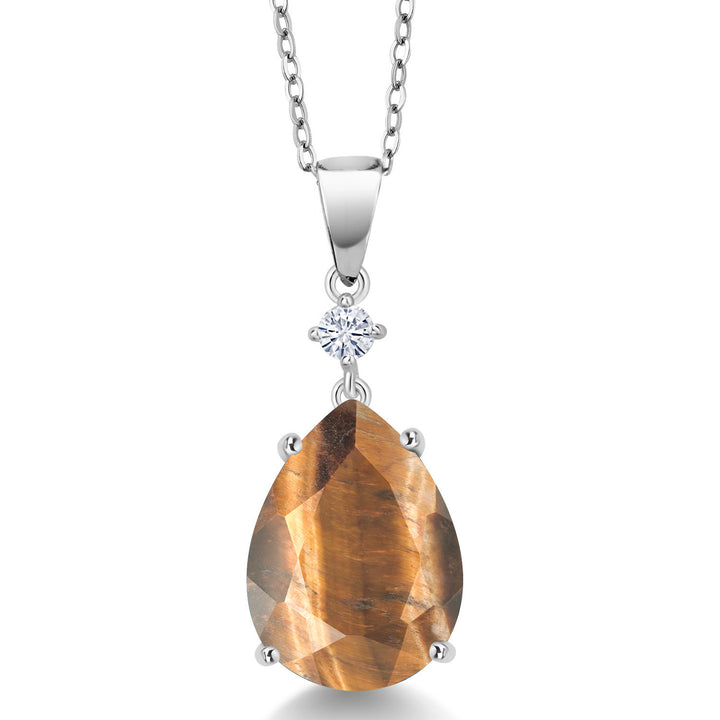 Brown Tiger Eye_925 Sterling Silver_Pendant in 925 Sterling Silver