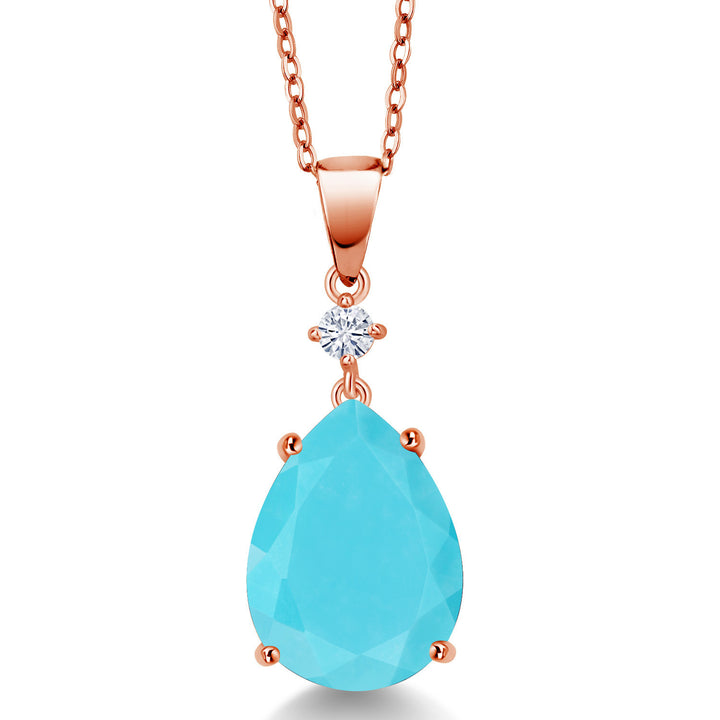 Turquoise_18K Rose Gold Plated Silver_Pendant in 18K Rose Gold Plated Silver