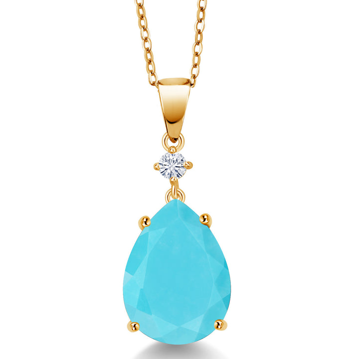 Turquoise_18K Yellow Gold Plated Silver_Pendant in 18K Yellow Gold Plated Silver