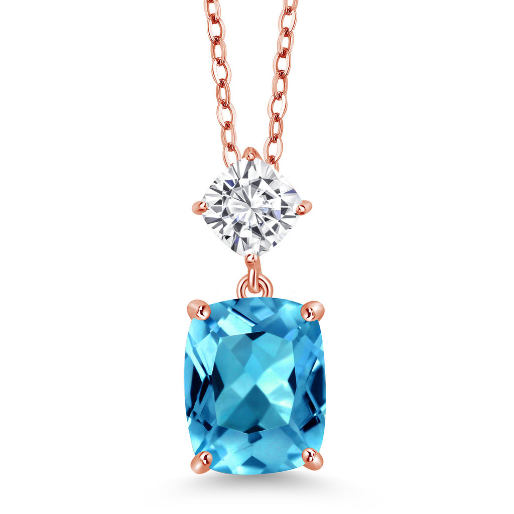 Swiss Blue Topaz - November_Rose Gold Plated Silver_Pendant in Rose Gold Plated Silver