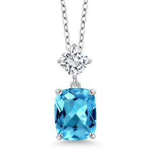 Swiss Blue Topaz - November_Sterling Silver_Pendant in Sterling Silver