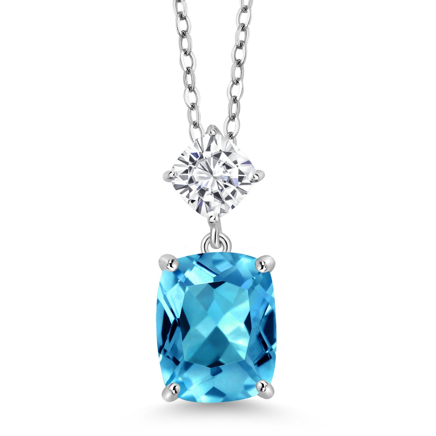 Swiss Blue Topaz - November_Sterling Silver_Pendant in Sterling Silver