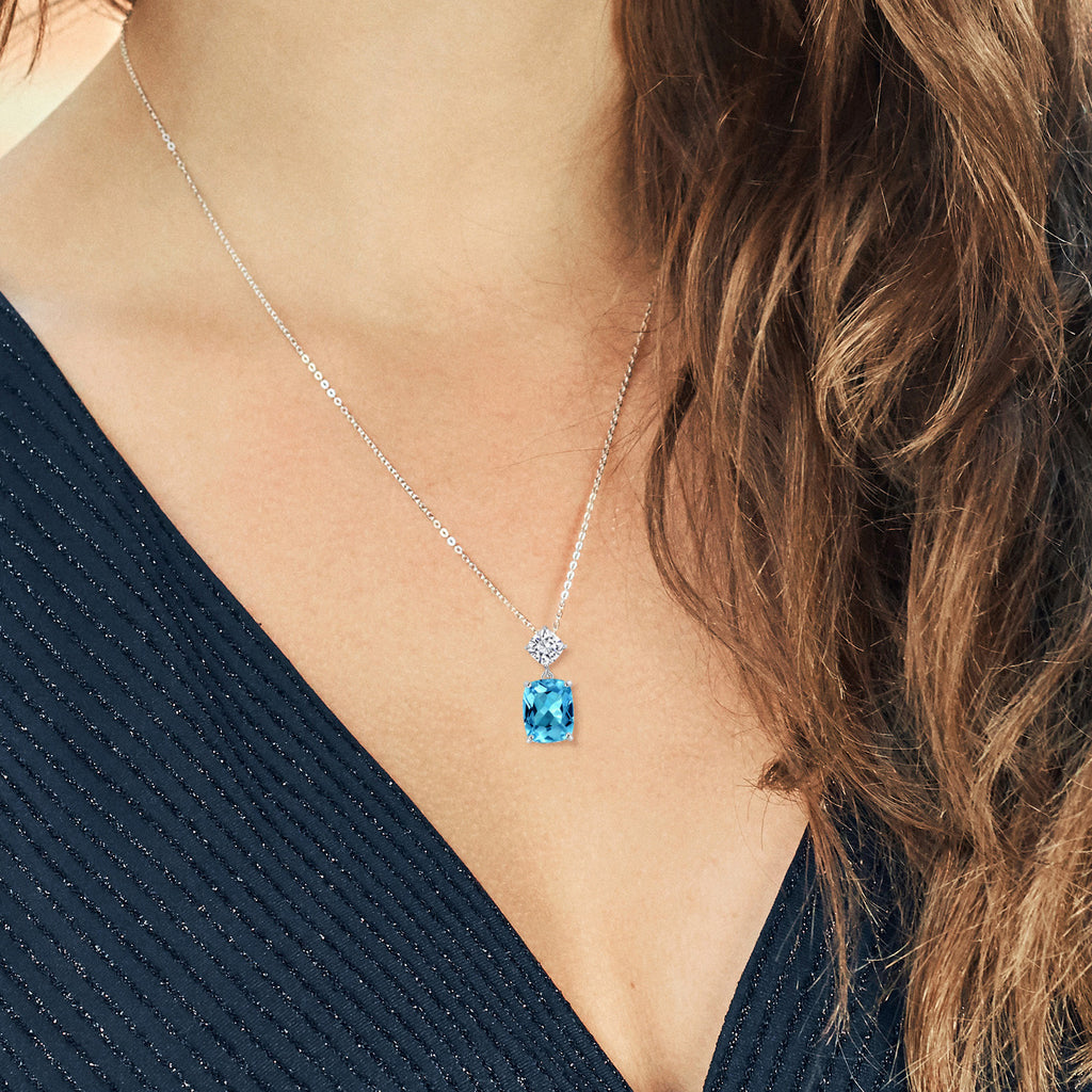 Swiss Blue Topaz - November_Sterling Silver_Pendant in Sterling Silver