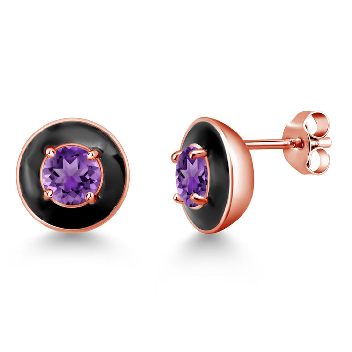 Amethyst - February_925 Rose Gold Plated Silver_Earrings in 925 Rose Gold Plated Silver