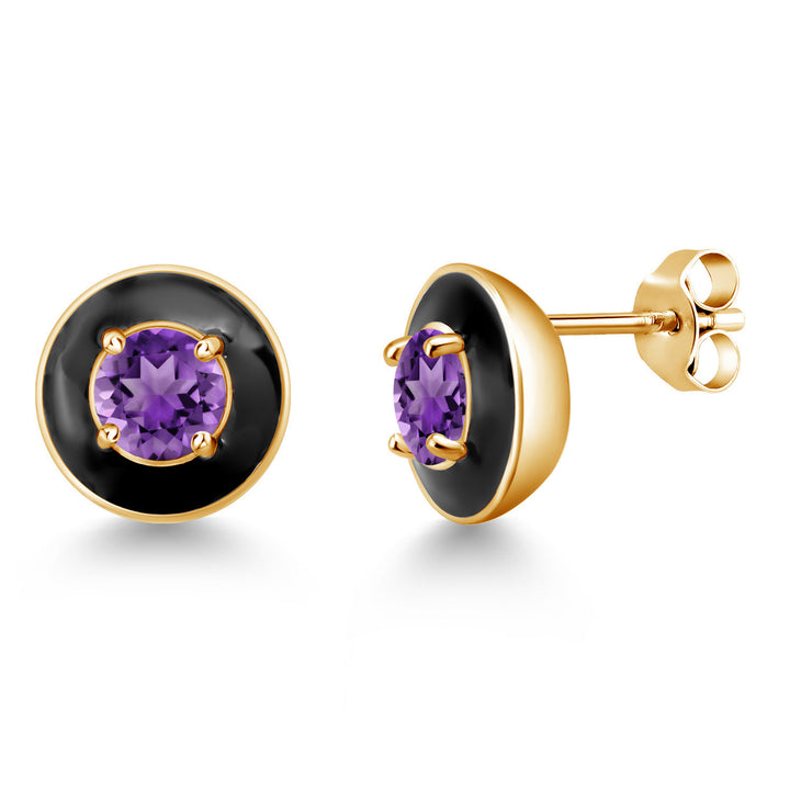 Amethyst - February_925 Yellow Gold Plated Silver_Earrings in 925 Yellow Gold Plated Silver