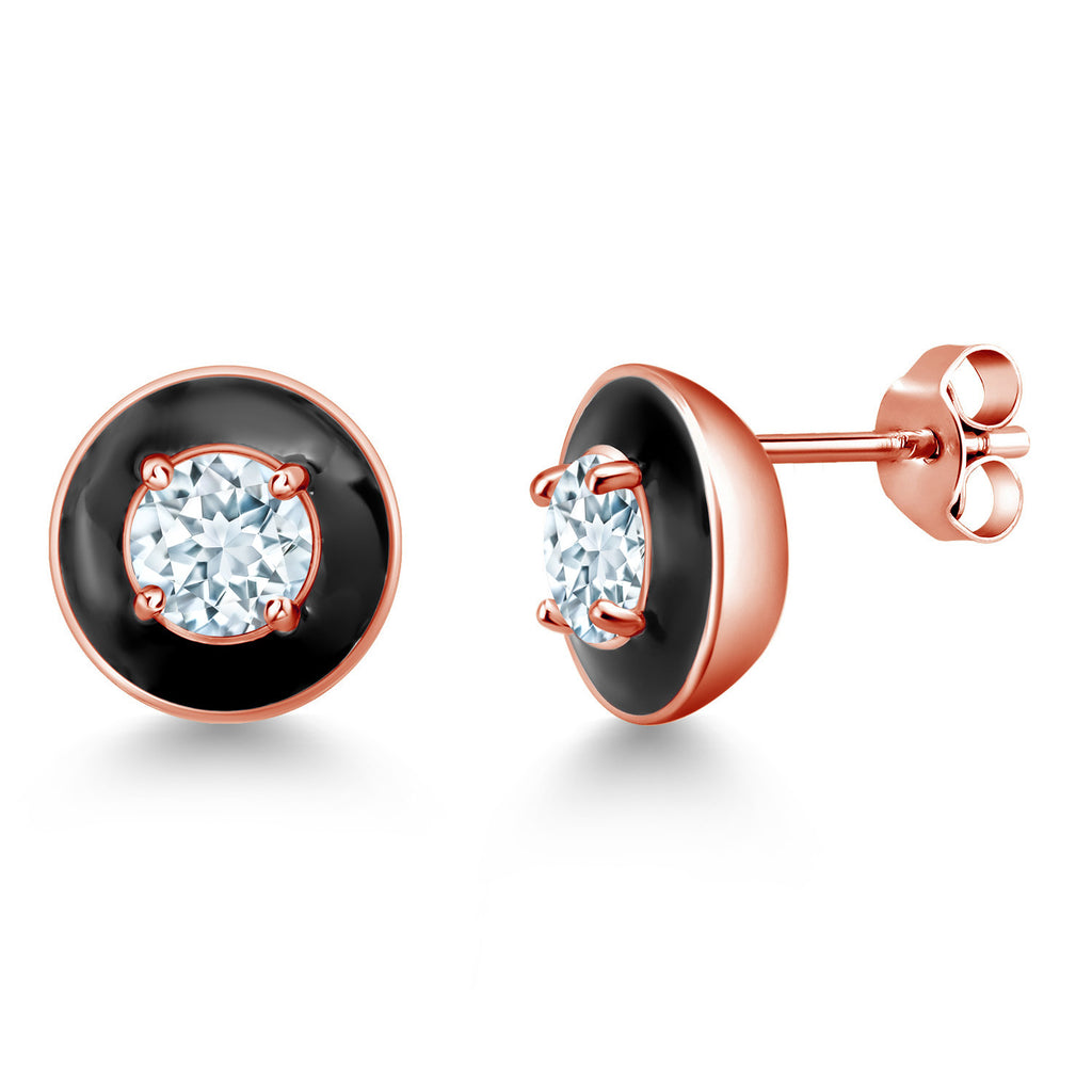 Aquamarine - March_925 Rose Gold Plated Silver_Earrings in 925 Rose Gold Plated Silver