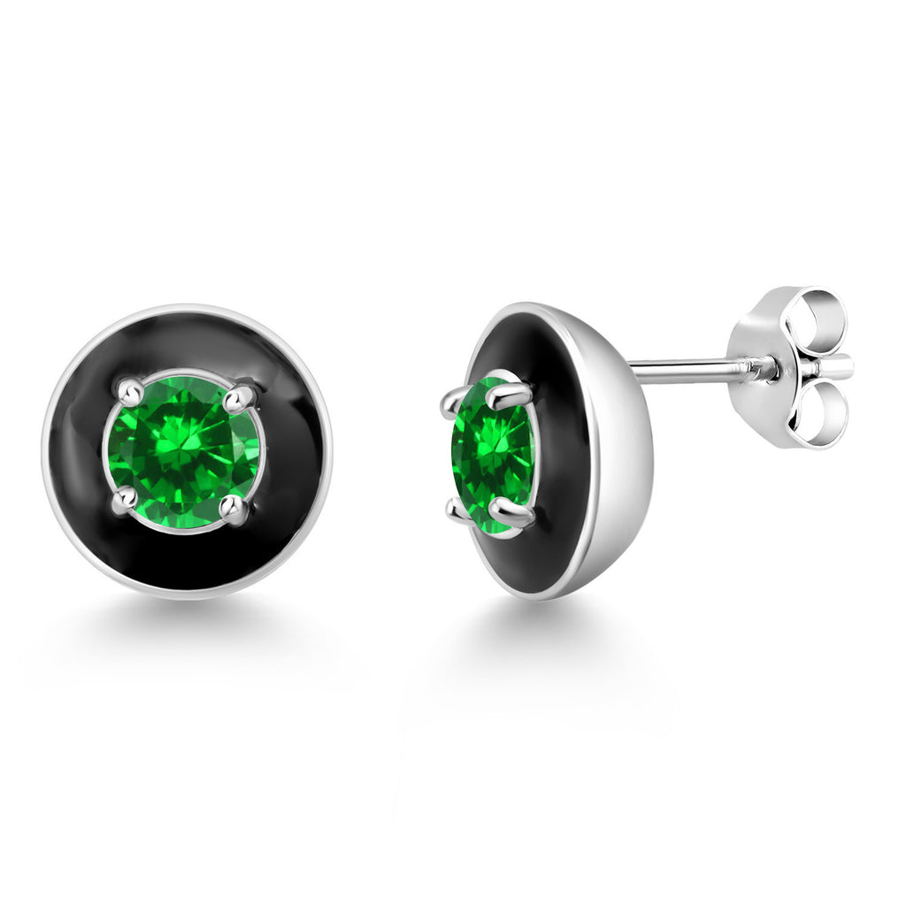 Green Created Emerald - May_925 Sterling Silver_Earrings in 925 Sterling Silver
