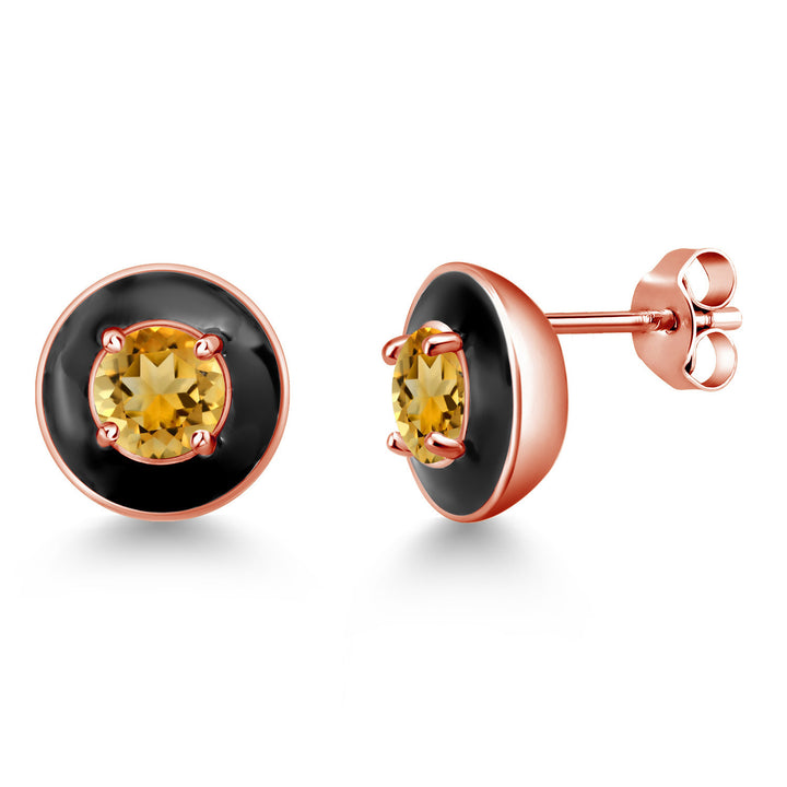 Citrine - November_925 Rose Gold Plated Silver_Earrings in 925 Rose Gold Plated Silver