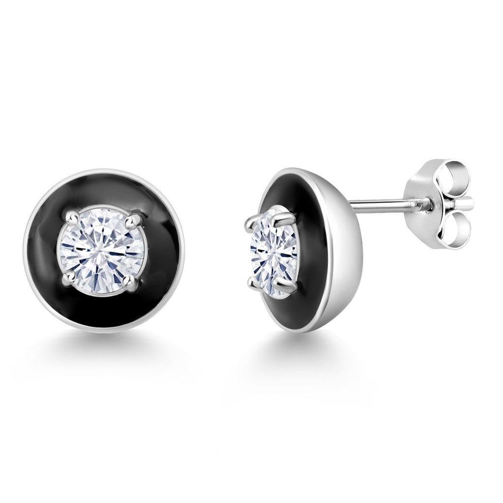 White Moissanite - April_925 Sterling Silver_Earrings in 925 Sterling Silver