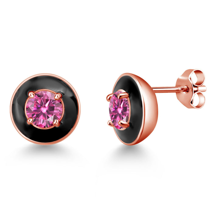 Pink Moissanite - April_925 Rose Gold Plated Silver_Earrings in 925 Rose Gold Plated Silver