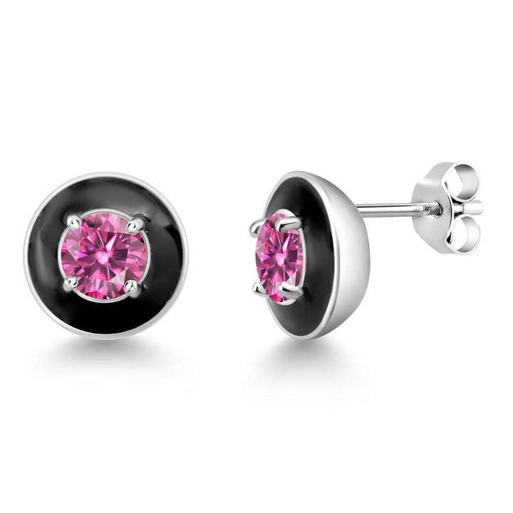 Pink Moissanite - April_925 Sterling Silver_Earrings in 925 Sterling Silver