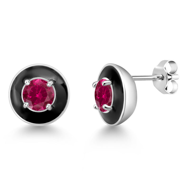 Created Ruby - July_925 Sterling Silver_Earrings in 925 Sterling Silver