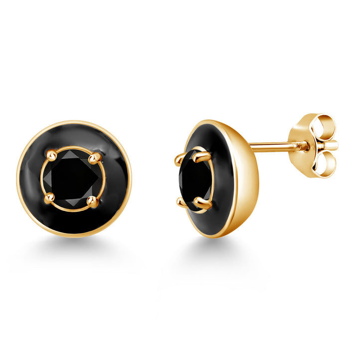Black Diamond - April_925 Yellow Gold Plated Silver_Earrings in 925 Yellow Gold Plated Silver