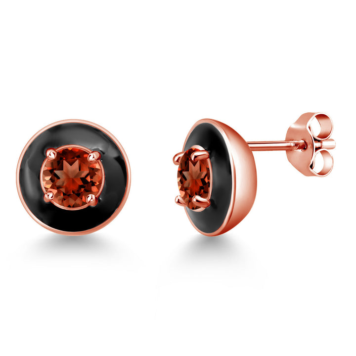 Garnet - January_925 Rose Gold Plated Silver_Earrings in 925 Rose Gold Plated Silver