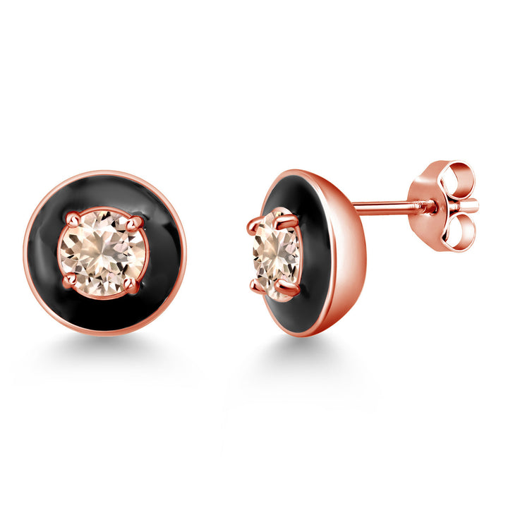 Morganite - October_925 Rose Gold Plated Silver_Earrings in 925 Rose Gold Plated Silver