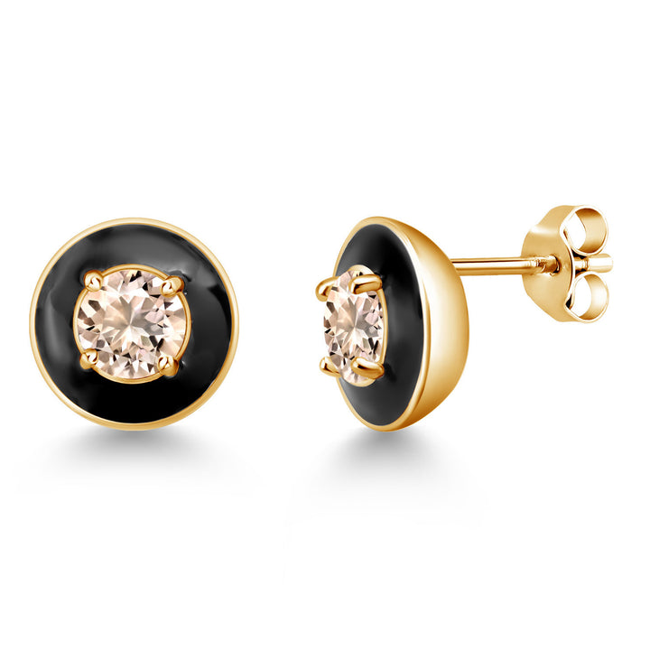 Morganite - October_925 Yellow Gold Plated Silver_Earrings in 925 Yellow Gold Plated Silver