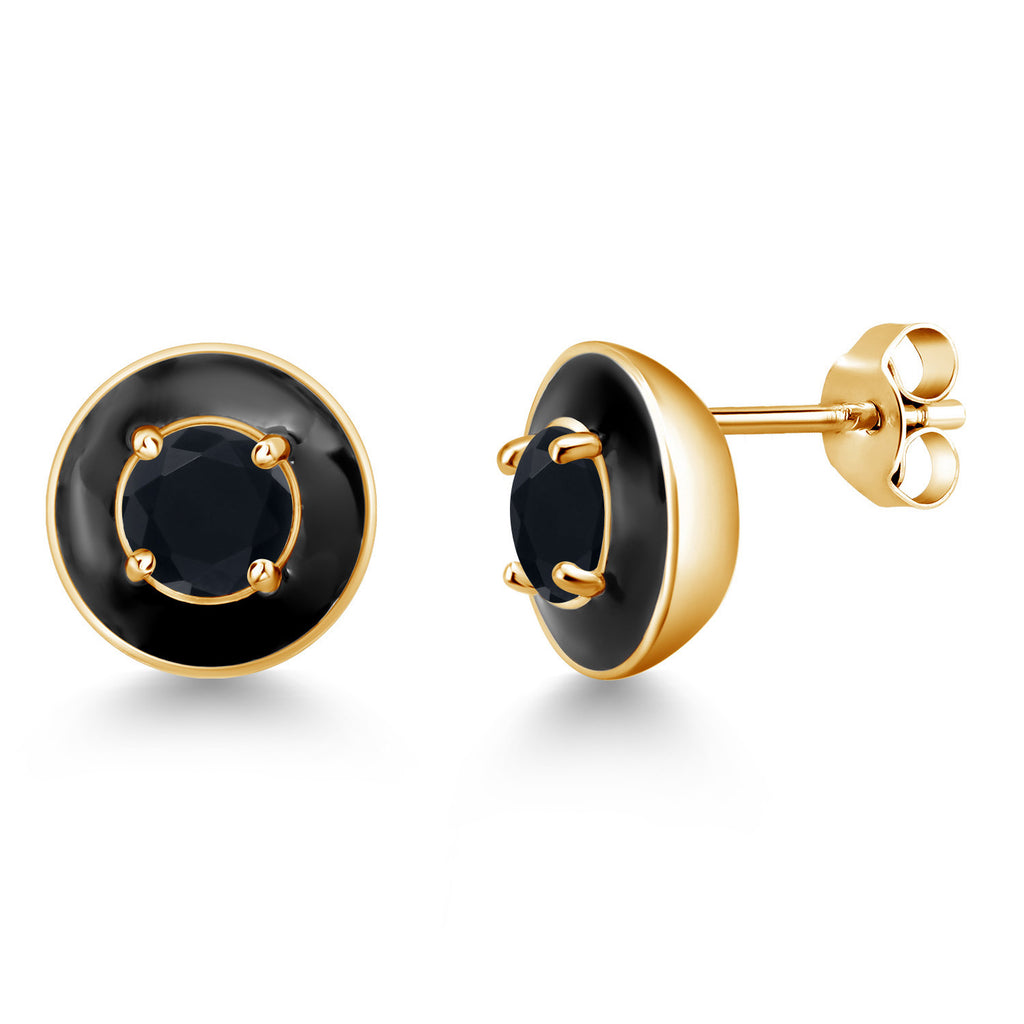 Onyx - December_925 Yellow Gold Plated Silver_Earrings in 925 Yellow Gold Plated Silver