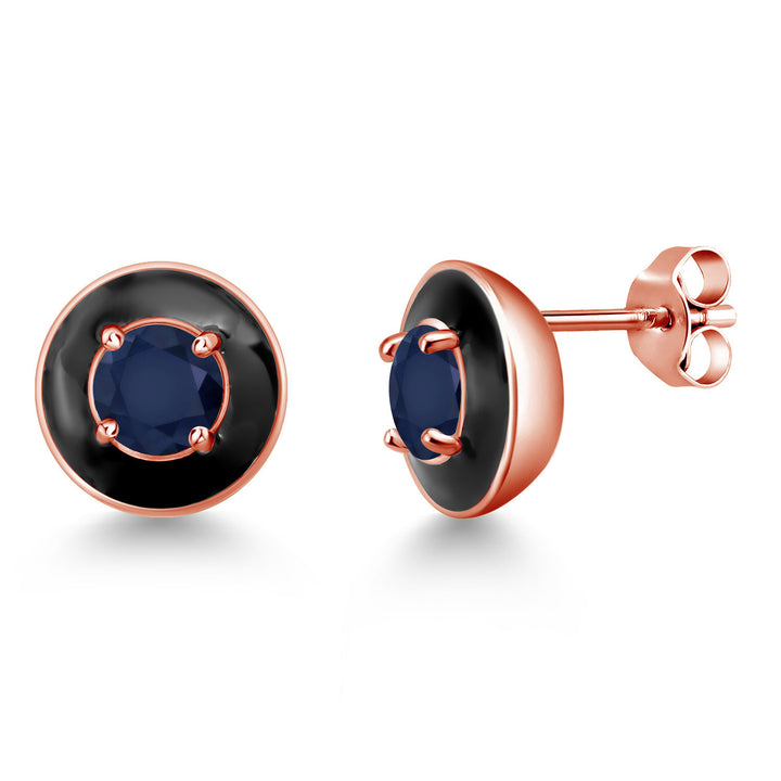 Blue Sapphire - September_925 Rose Gold Plated Silver_Earrings in 925 Rose Gold Plated Silver