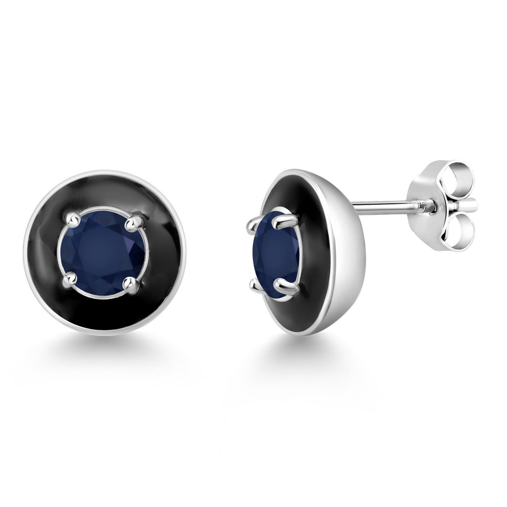 Blue Sapphire - September_925 Sterling Silver_Earrings in 925 Sterling Silver