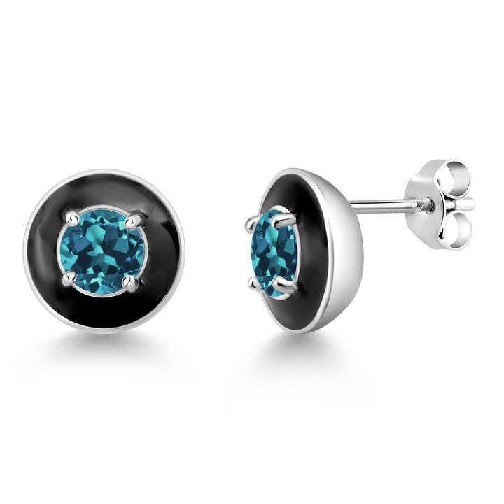 London Blue Topaz - November_925 Sterling Silver_Earrings in 925 Sterling Silver