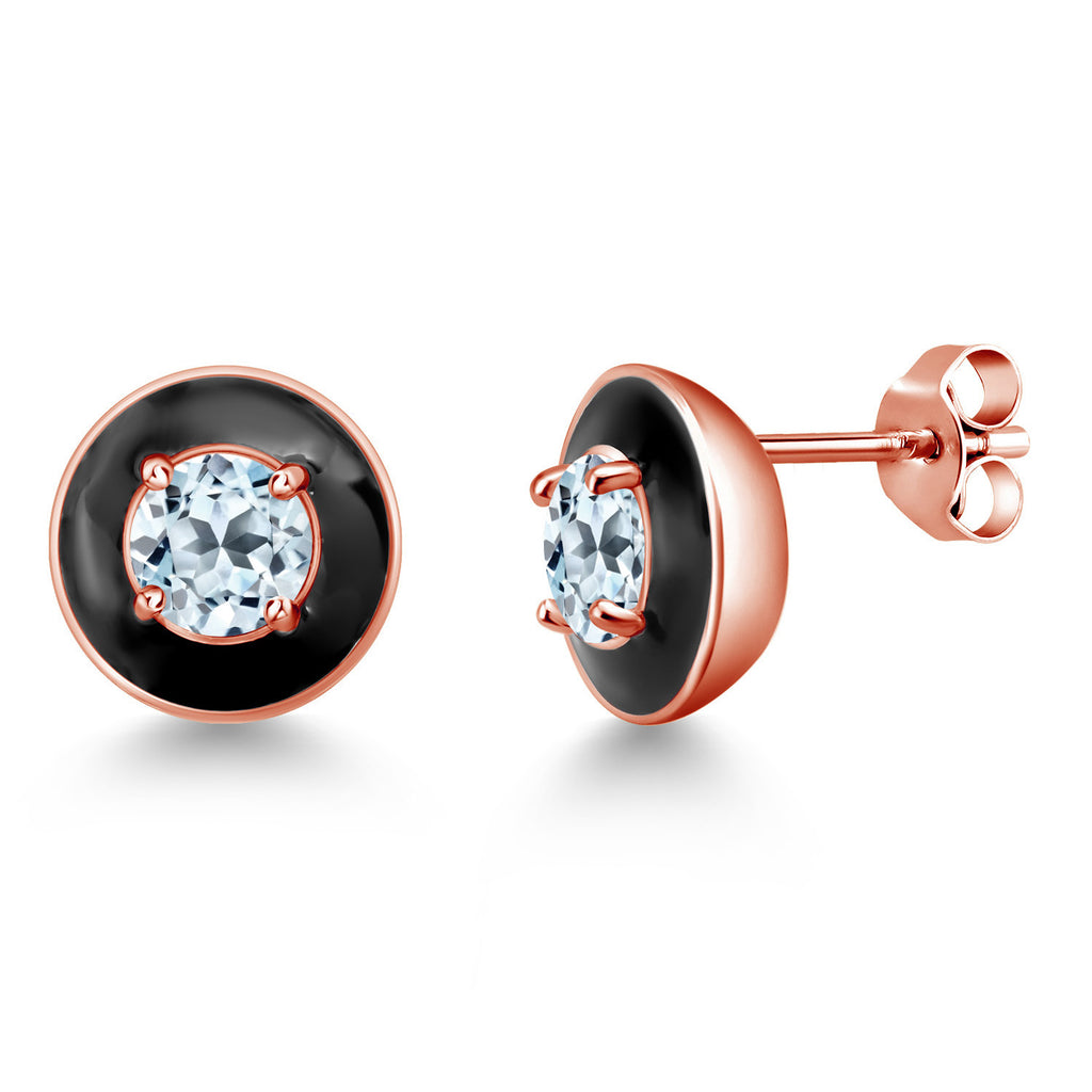 Sky Blue Topaz - November_925 Rose Gold Plated Silver_Earrings in 925 Rose Gold Plated Silver