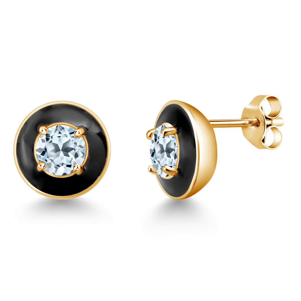 Sky Blue Topaz - November_925 Yellow Gold Plated Silver_Earrings in 925 Yellow Gold Plated Silver