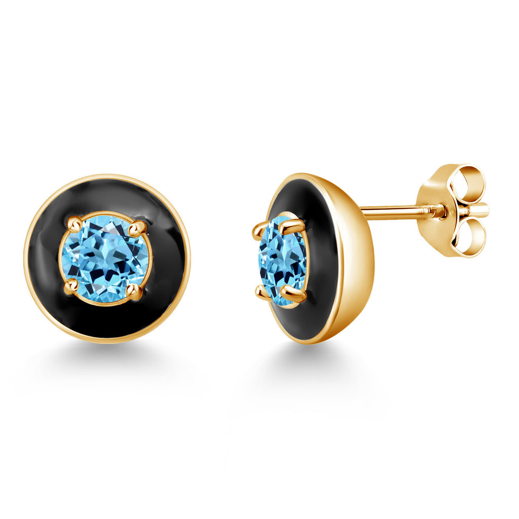 Swiss Blue Topaz - November_925 Yellow Gold Plated Silver_Earrings in 925 Yellow Gold Plated Silver