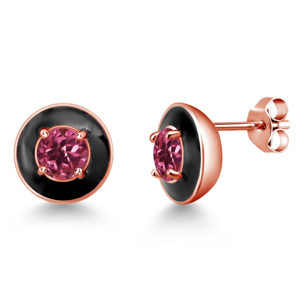 Pink Tourmaline - October_925 Rose Gold Plated Silver_Earrings in 925 Rose Gold Plated Silver