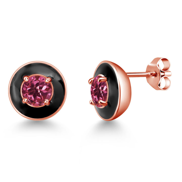 Pink Tourmaline - October_925 Rose Gold Plated Silver_Earrings in 925 Rose Gold Plated Silver