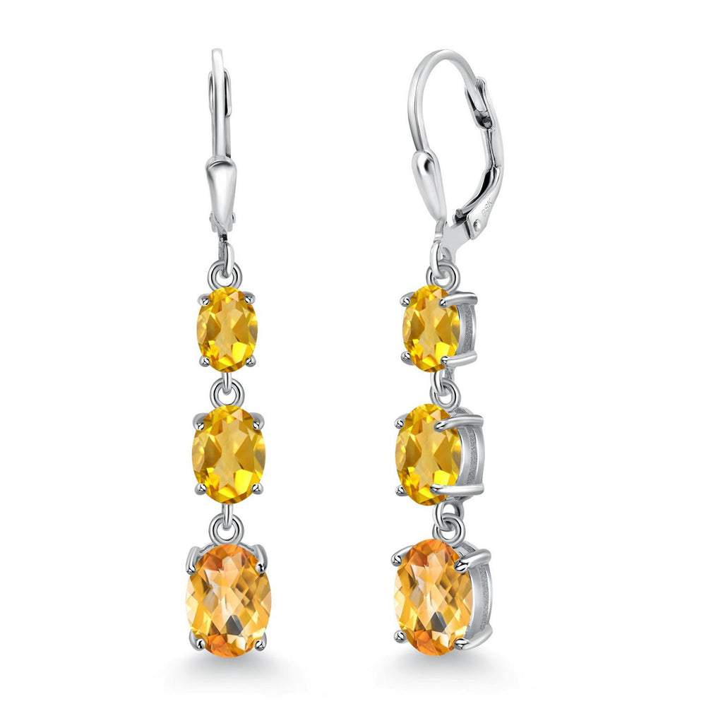 Citrine-Checkerboard - November_Earrings in 925 Sterling Silver
