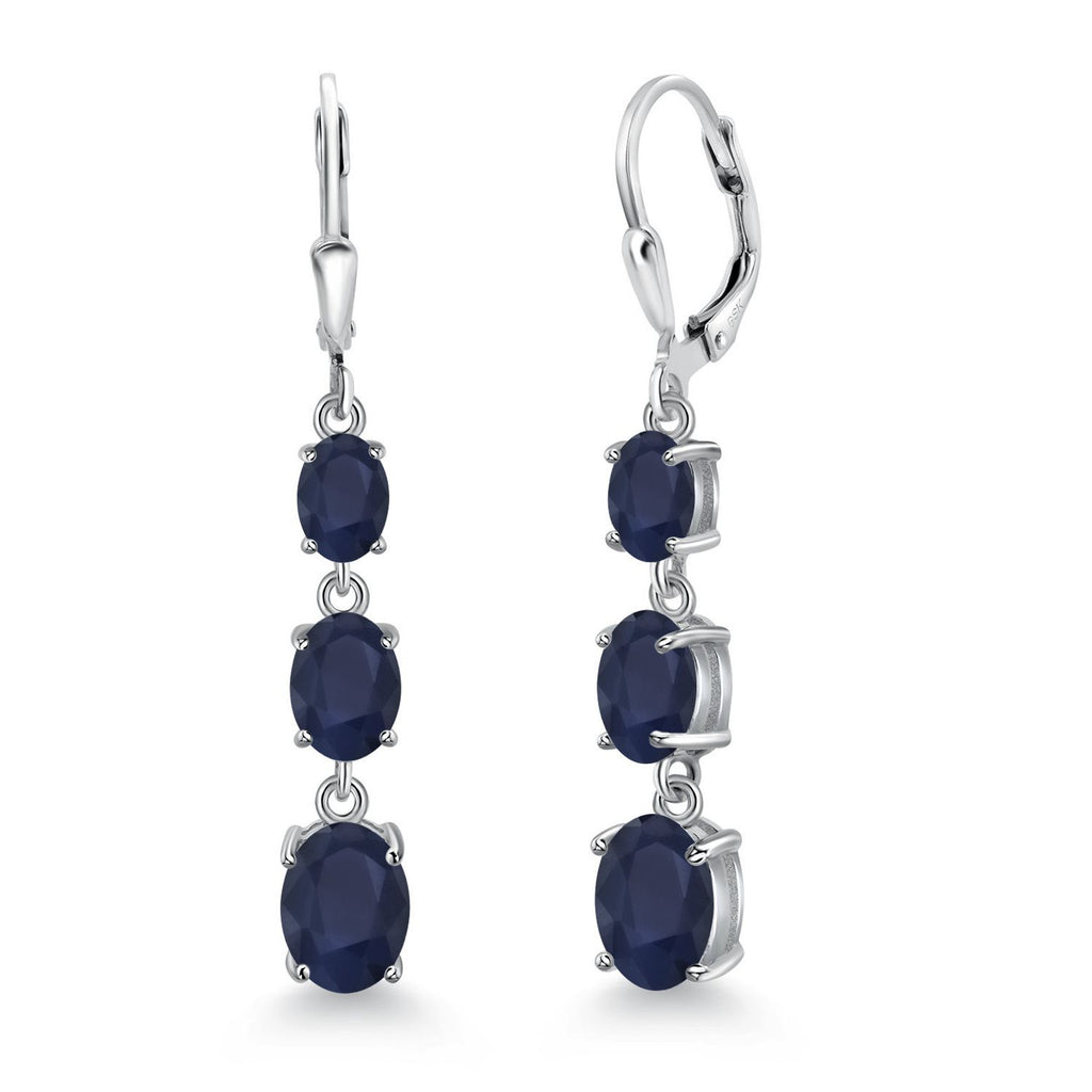 Blue Sapphire - September_Earrings in 925 Sterling Silver