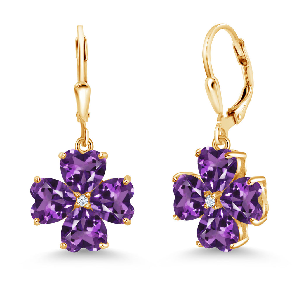 Amethyst - February_Earrings in 925 Yellow Gold Plated Silver