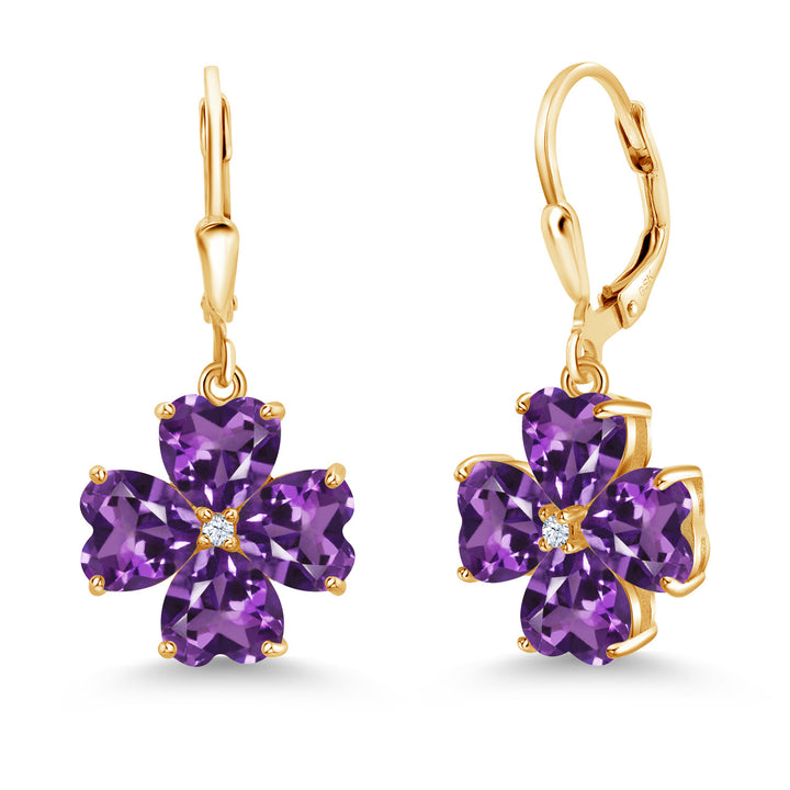 Amethyst - February_Earrings in 925 Yellow Gold Plated Silver