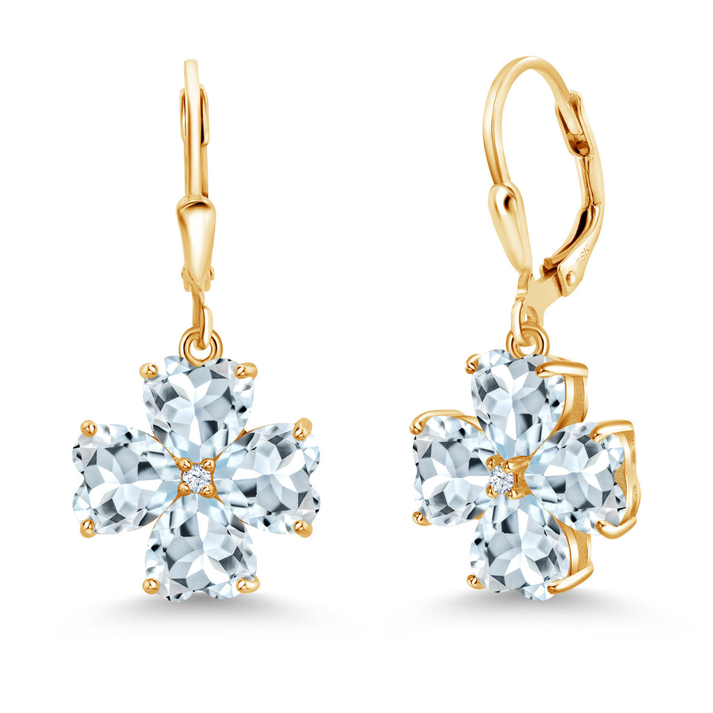 Aquamarine - March_Earrings in 925 Yellow Gold Plated Silver