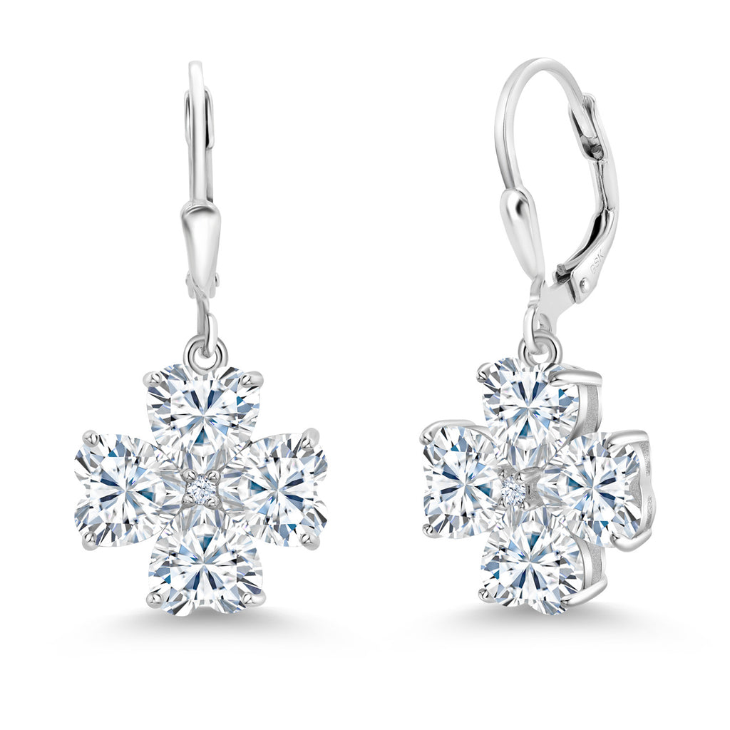 White Moissanite - April_Earrings in 925 Sterling Silver