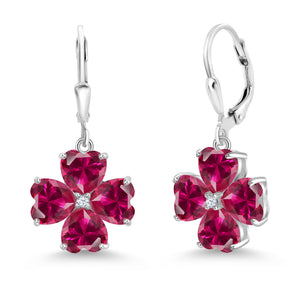 Created Ruby - July_Earrings in 925 Sterling Silver
