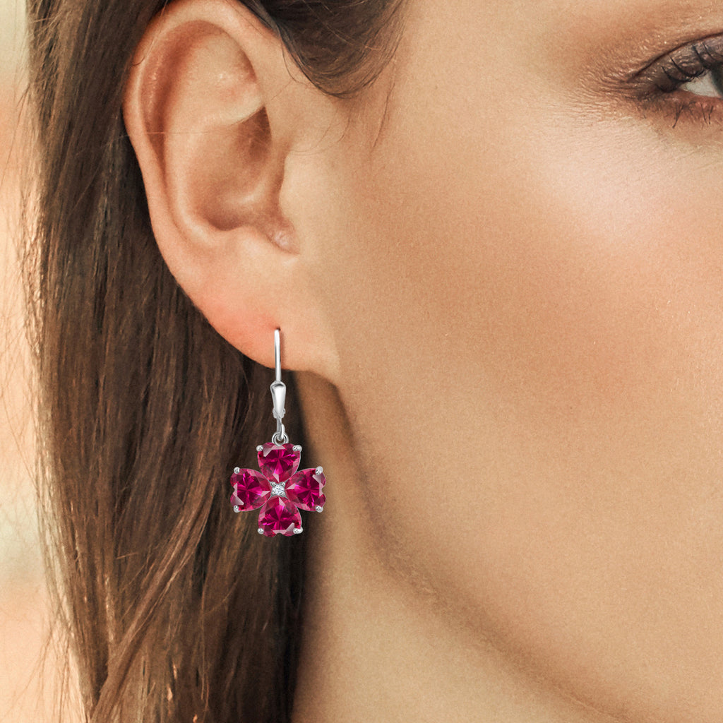 Created Ruby - July_Earrings in 925 Sterling Silver